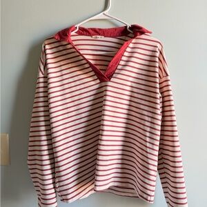 JODIFL Red and Cream Knit Top